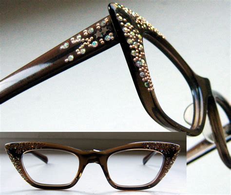 vintage 50 s square cat eye rhinestone eyeglass frames