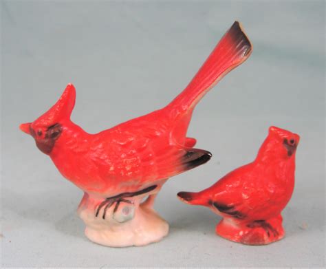 miniature japan bone china cardinal pair