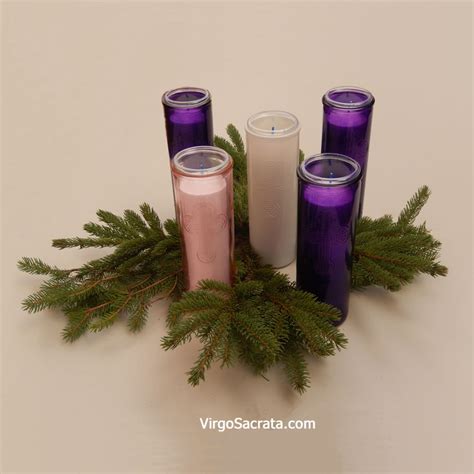 advent candles set  pink white  purple glass containers