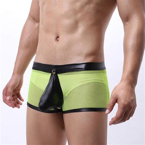 2021 sexy male underwear men boxer shorts mesh net open