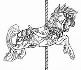 Coloring Horse Carousel Pages Jumping Animals Flying Horses Colouring Adult Show Color Printable Book Advanced Adults Getdrawings Carosel Animal Drawings sketch template