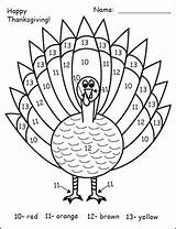 Turkey Color Number Worksheet Words Coloring Thanksgiving Multiplication Pages Magdalena Denis 1st September Two Numbers sketch template