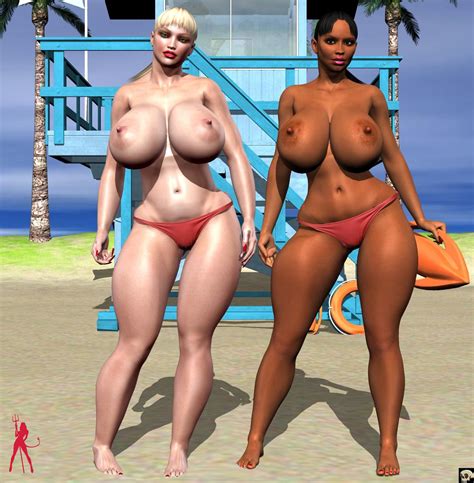 rule 34 2girls 3d bare shoulders barefoot beach big