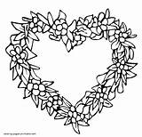 Coloring Heart Pages Wreath Hearts Shaped Printable Templates Holiday sketch template