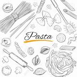 Pasta Frame Vector Italian Types Different Drawing Drawn Hand Sketch Illustration Objects Getdrawings Style sketch template