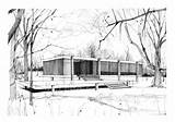 Farnsworth Rohe Mies Drawing Sketches Ludwig Architettura Schizzi Dropr sketch template