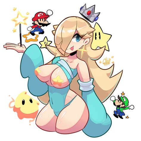 mario rosalina luigi and luma mario and 1 more drawn by postchelo