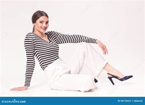 young caucasian smiling woman    years fashion mode stock image image  white