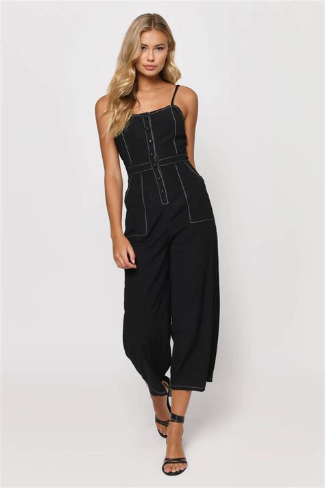 tobi jumpsuits womens modelo black contrast stitch jumpsuit black theipodteacher