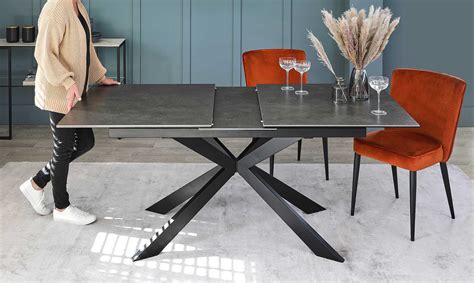 hayden dark grey ceramic extending dining table danetti