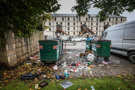 disgust  residents find rubbish strewn  city centre bin area evening telegraph