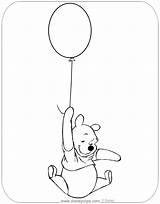 Winnie Pooh Coloring Balloon Pages Disney Floating Pdf sketch template