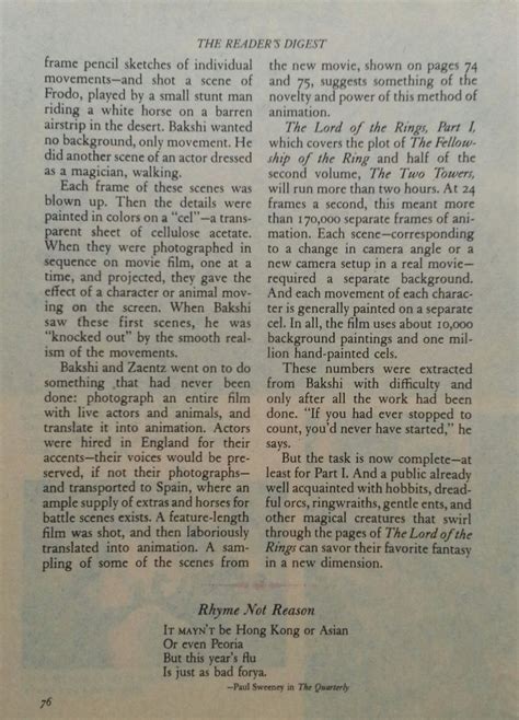 Reader’s Digest Article On Ralph Bakshi’s The Lord Of The
