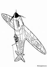 Tweede Wereldoorlog Vliegtuigen Wwii Ww2 Spitfire Airplane Aircrafts Outlines Flugzeugen Ausmalbilder Planes Coloriages Voertuigen sketch template