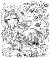 Besties Ville Img11 Digi Stamp Instant Dolls Hat Coloring Town Flower Create Color House sketch template