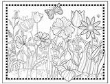 Garden Flower Coloring Printable Color sketch template