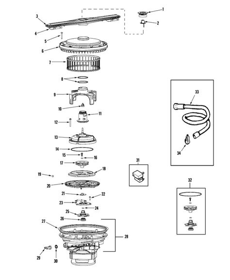 pump motor diagram parts list  model pdbawn maytag parts dishwasher parts
