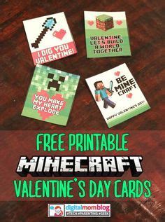 printable minecraft valentines cards   class valentines cards