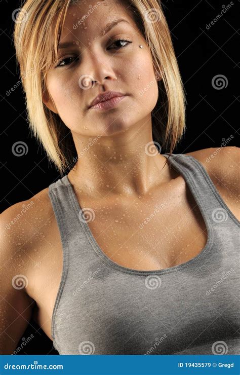 beautiful woman sweating stock image image  healthy