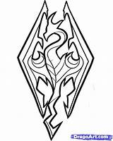 Skyrim Logo Drawing Draw Tattoo Step Dragon Clipart Game Drawings Gucci Logos Simple Coloring Outline Dragoart Cool Elder Scrolls Easy sketch template