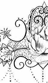 Tattoo Peony Lace sketch template