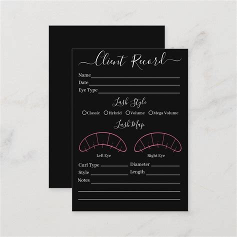 eyelash extension client record form business card types  eyes types