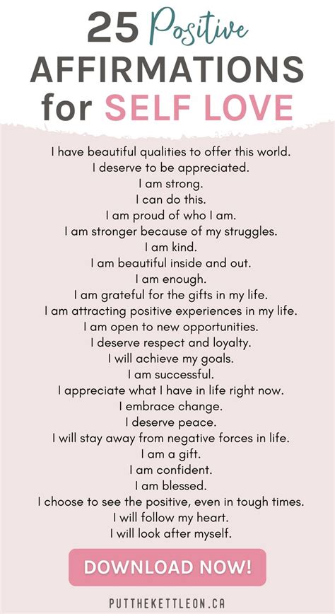 positive  love affirmations   worksheet  love