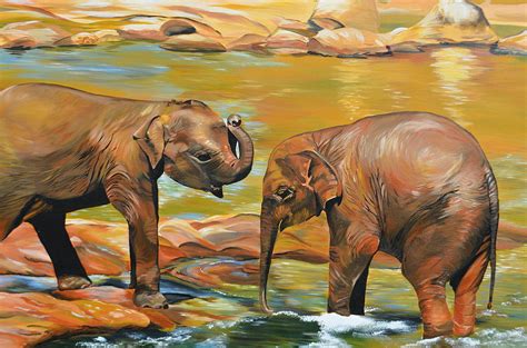Elephants From Sri Lanka Painting By Cathy Jacobs