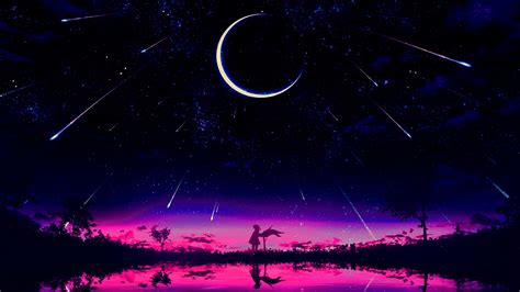 resolution cool anime starry night illustration p resolution wallpaper