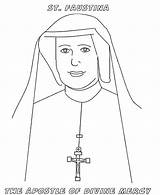 Coloring Faustina Mercy Divine Nun St Pages Kids Colouring Saint Saints Feast Sheet Color Sunday Board Catholic Little Printable Children sketch template