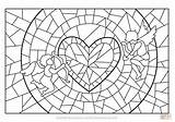 Coloring Heart Glass Stained Pages Cupids Printable Supercoloring sketch template