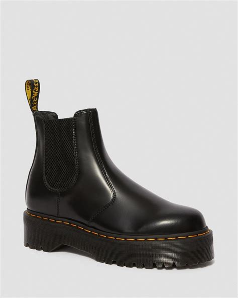 dr martens quad boots  polished smooth black