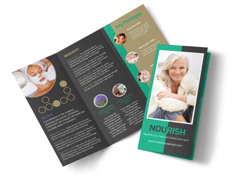nourish spa services tri fold brochure template