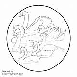 Swans Christmas Swimming Coloring Days Color Pages Seven Own Drawings sketch template