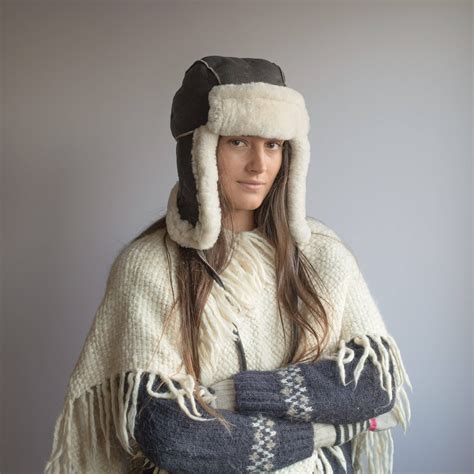 Sheepskin Leather Russian Shearling Winter Hat Brown Vintage Etsy