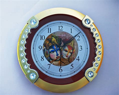 world crafts circular analog wall clock radha krishna    cms