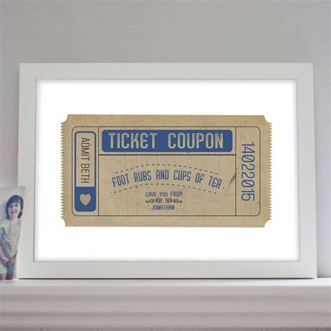 personalised ticket coupon print   pieces notonthehighstreetcom