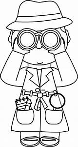 Detective Binoculars Spy Clipart Clip Kid Theme Detectives Kids Girl Agent Secret Party Classroom Book Coloring Greatest School Outline Printable sketch template