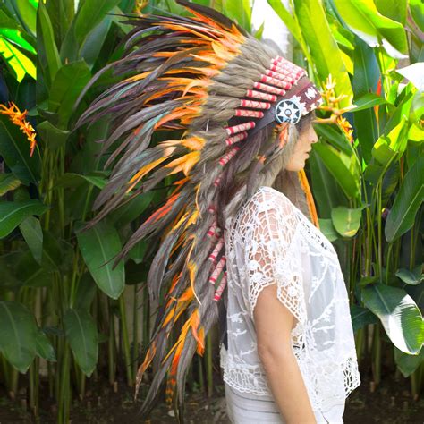 long feather headdress native american indian inspired halloween