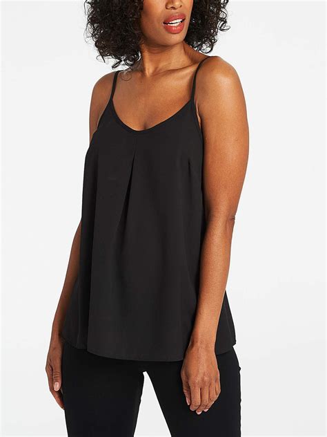 Capsule Capsule Black Pleat Front Strappy Cami Top Plus Size 12 To 28