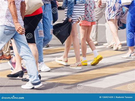 people crossing  pedestrian crossing stock image image  asphalt