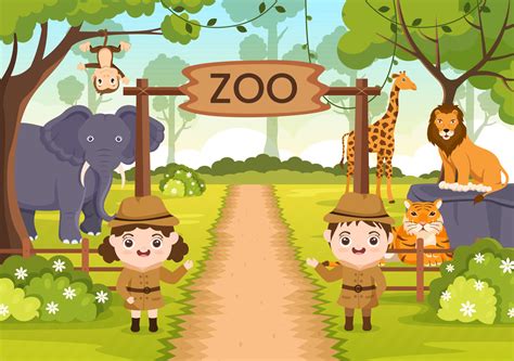 ilustracion de dibujos animados del zoologico  animales de safari