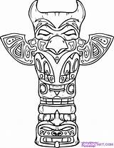 Totem Pole Native American Totems Draw Coloring Drawing Pages sketch template