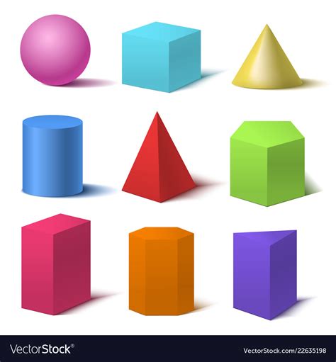 realistic detailed  color basic shapes set vector image