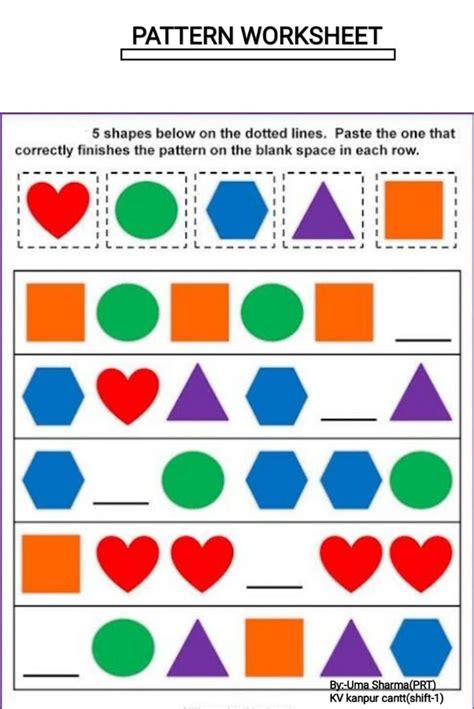 pattern worksheets  kindergarten kindergarten age math worksheets