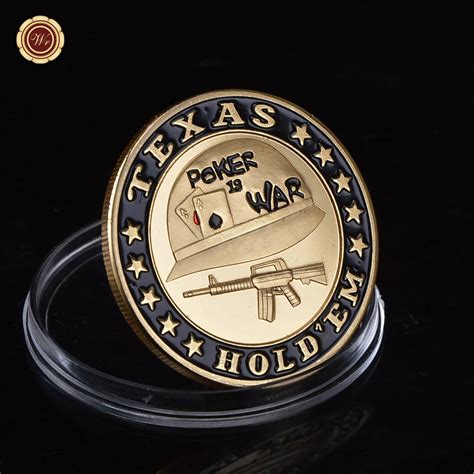 wholesale texas casino poker coin poker  war metal gold plated coin