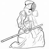 Kendo Samurai Sketch Vector Illustration Stock Preview sketch template
