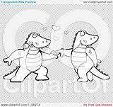 Alligator Dancing Romantic Pair Outlined Coloring Clipart Vector Cartoon Cory Thoman sketch template