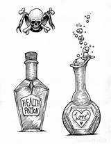 Bottle Drawing Drawings Tattoo Pages Book Potion Adult Scary Coloring Witch Draw Flash Tumblr Aesthetic Bottles sketch template