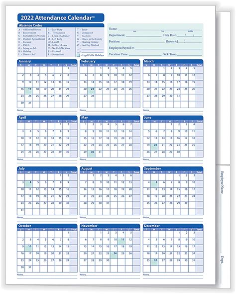 amazoncom complyright  attendance calendar folder white pack